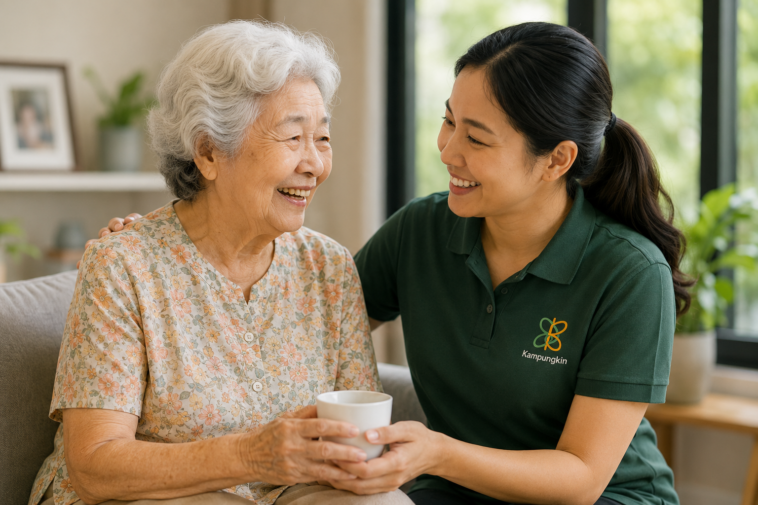 Caregiver supporting senior