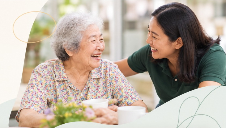 Caregiver supporting senior